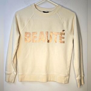 JCREW Beaute crewneck pullover metallic rosegold and cream size XXS